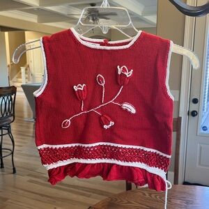 Zackali 4 Kids Red Christmas Sweater Handmade Girls 5 6 Cotton